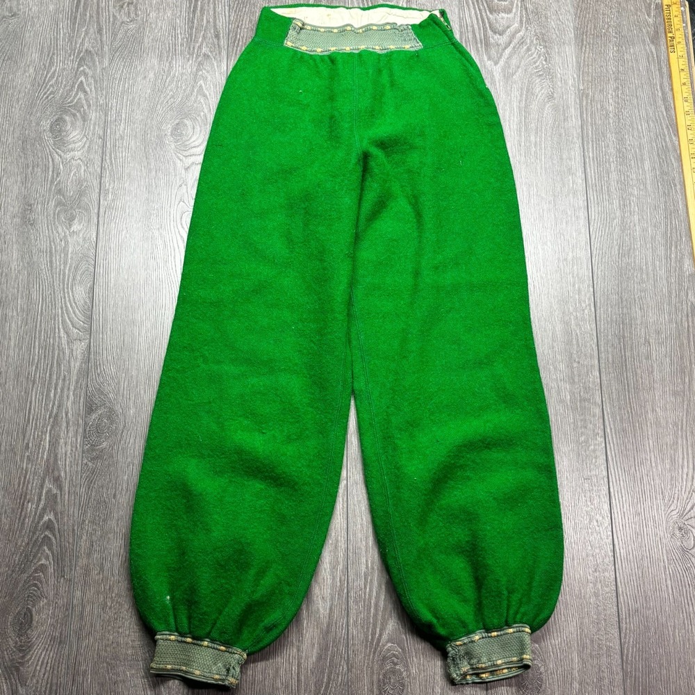 Vintage 1940s Wool Hunting Pants 26 x 30 Green Lumberjack Rare Lightening Rare